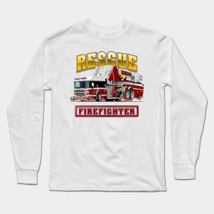 Cartoon Fire Truck Long Sleeve T-Shirt